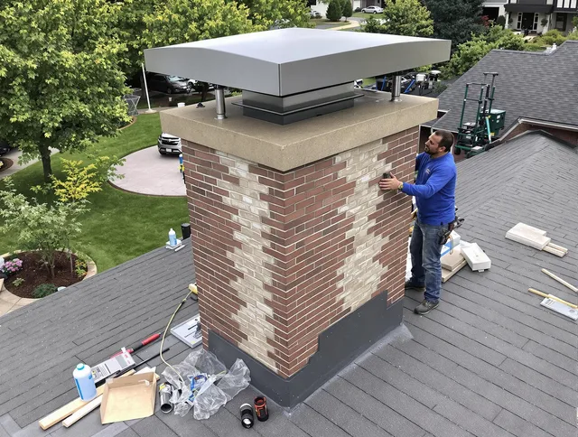 Inglewood Chimney Sweep team working on a custom chimney remodel in Inglewood, CA